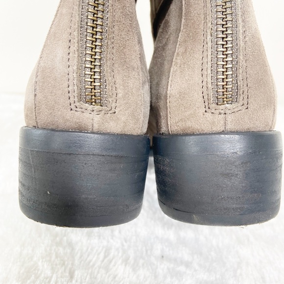 Eileen Fisher Beige Suede Leather Ankle Booties - Picture 12 of 14